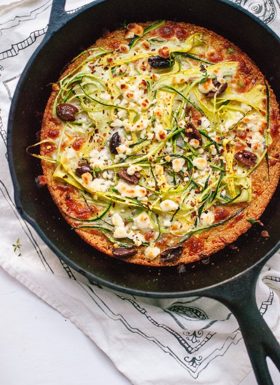 Best Socca Pizza with Summer Squash and Feta