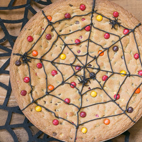 M&M Spiderweb Cookie Cake