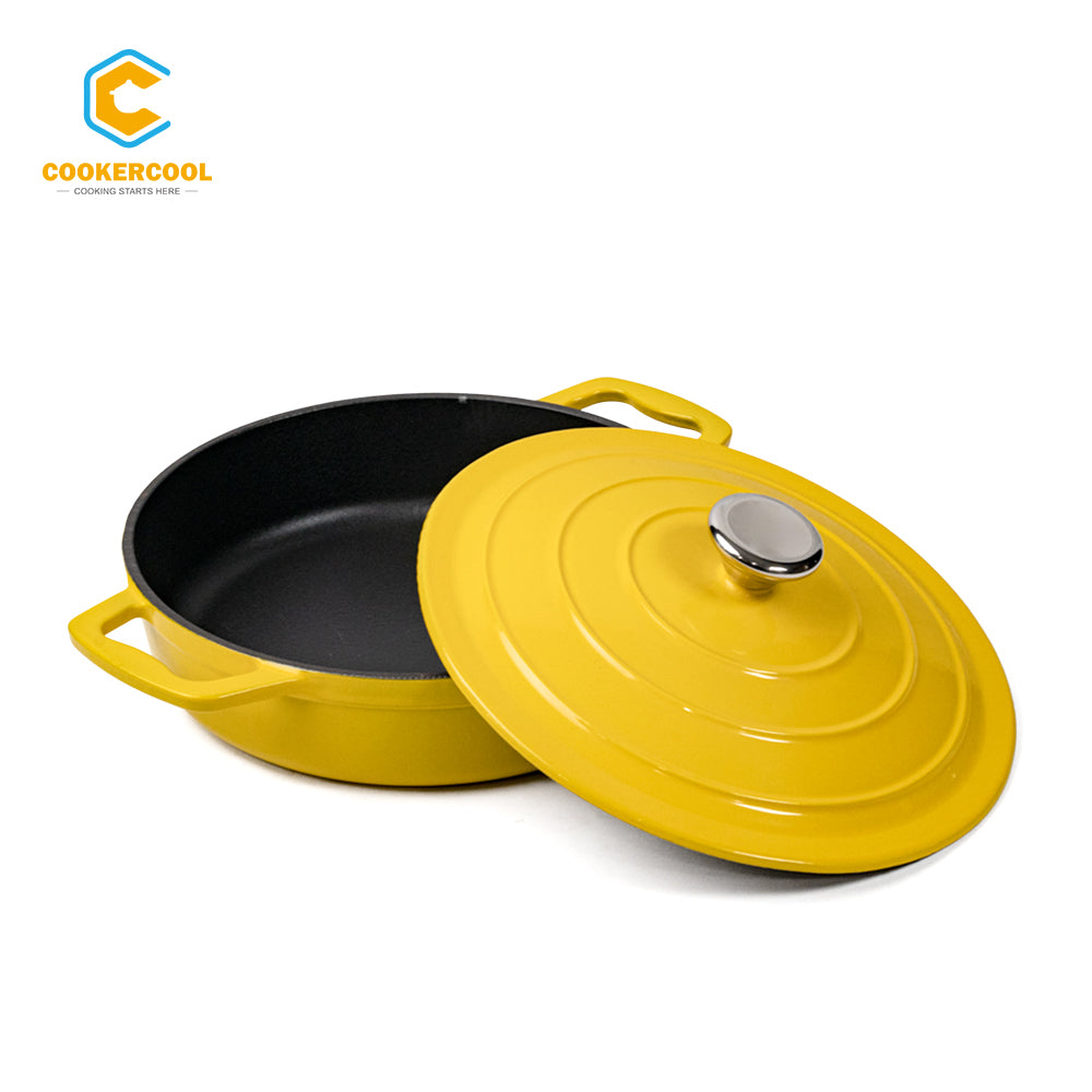 COOKERCOOL Casr Iron Enamel Cookware Set,3 pieces,Yellow