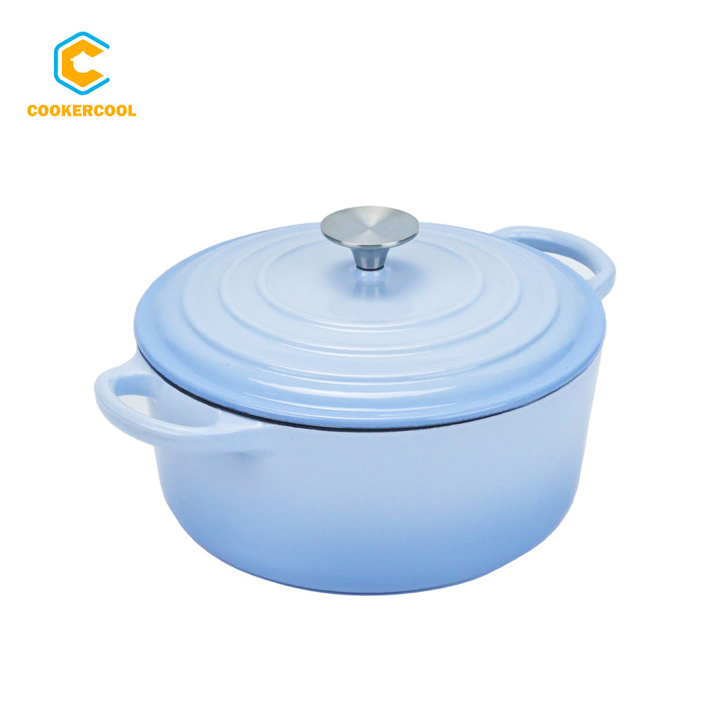 COOKERCOOL Casr Iron Enamel Cookware Set,3 pieces,Sky Blue
