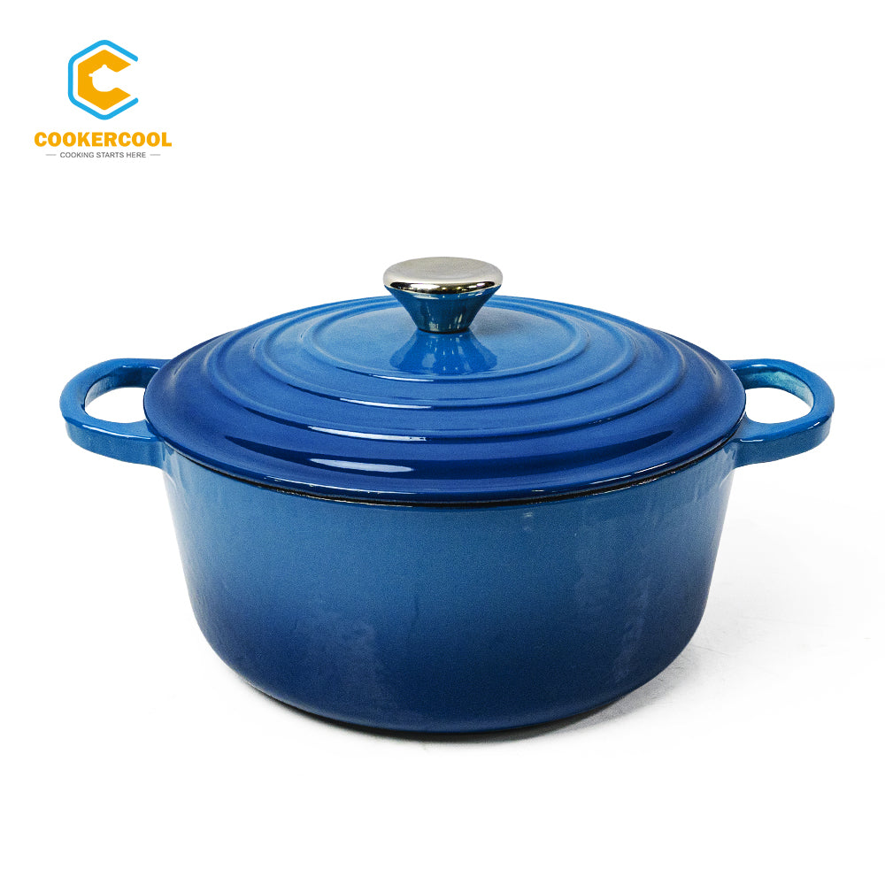 COOKERCOOL Casr Iron Enamel Cookware Set,Navy Blue